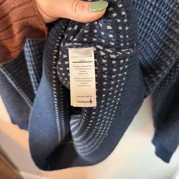 Smartwool Ripple Ridge Tick Stitch Men Size S Crew Sweater Blue Merino Wool Knit - Picture 3 of 6